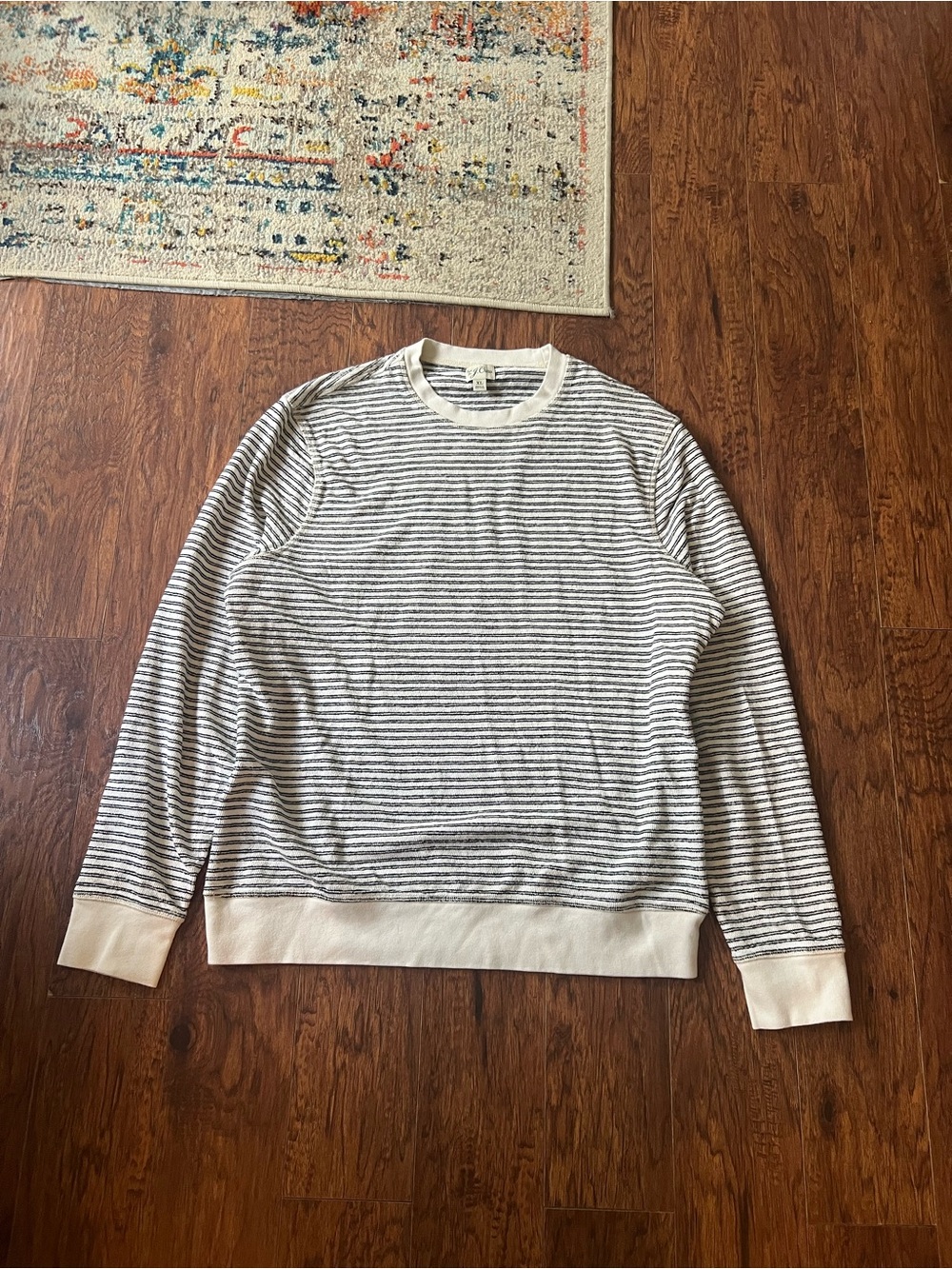J.Crew Heritage Terry Striped Cotton Crewneck Sweater Relaxed Size XL